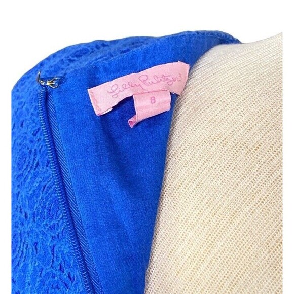 Lilly Pulitzer Valentina Shift Dress Sleeveless Lace Embroidered Blue Sz 8 - Picture 3 of 3